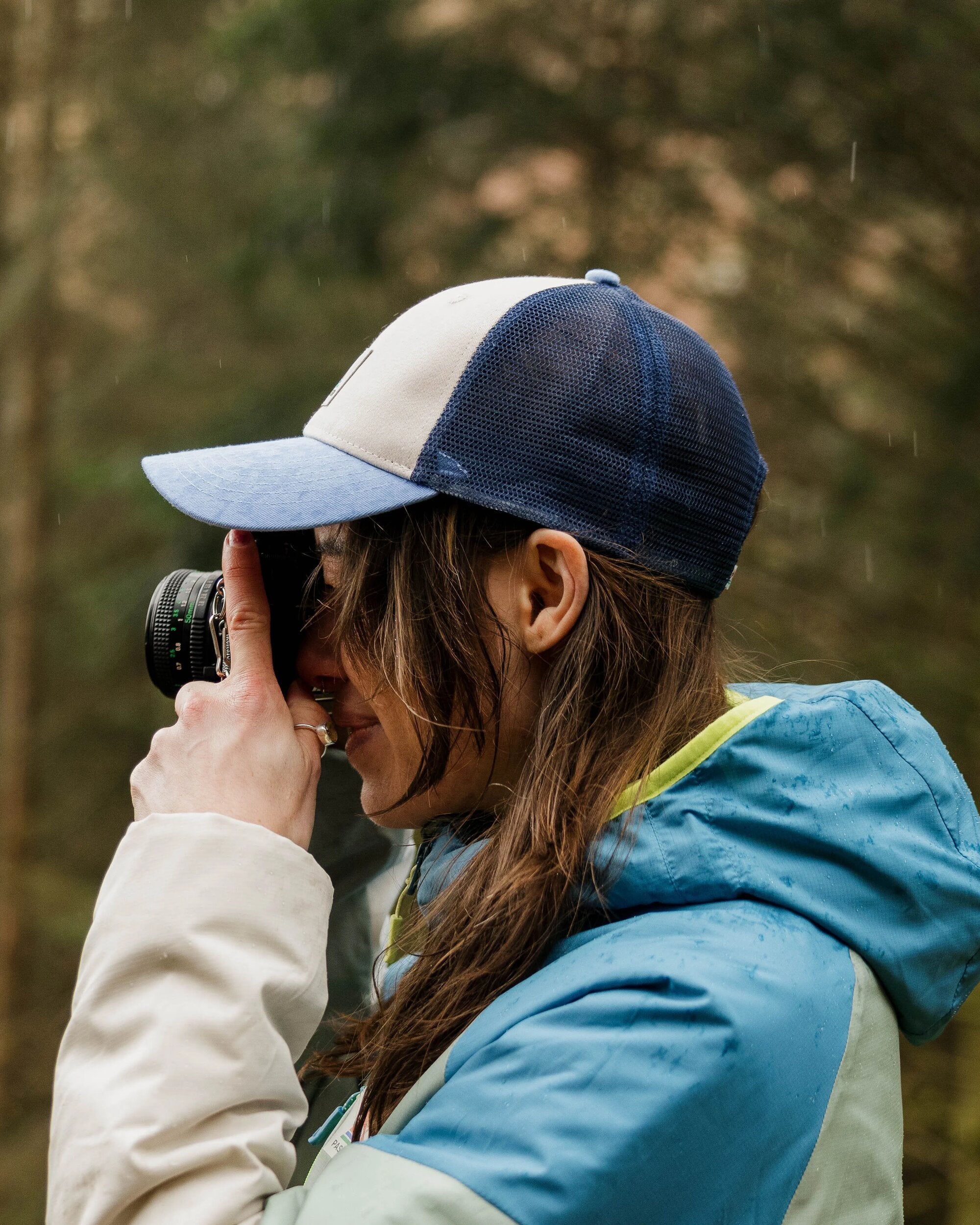 Heritage Mesh Snapback Cap - Cornflower