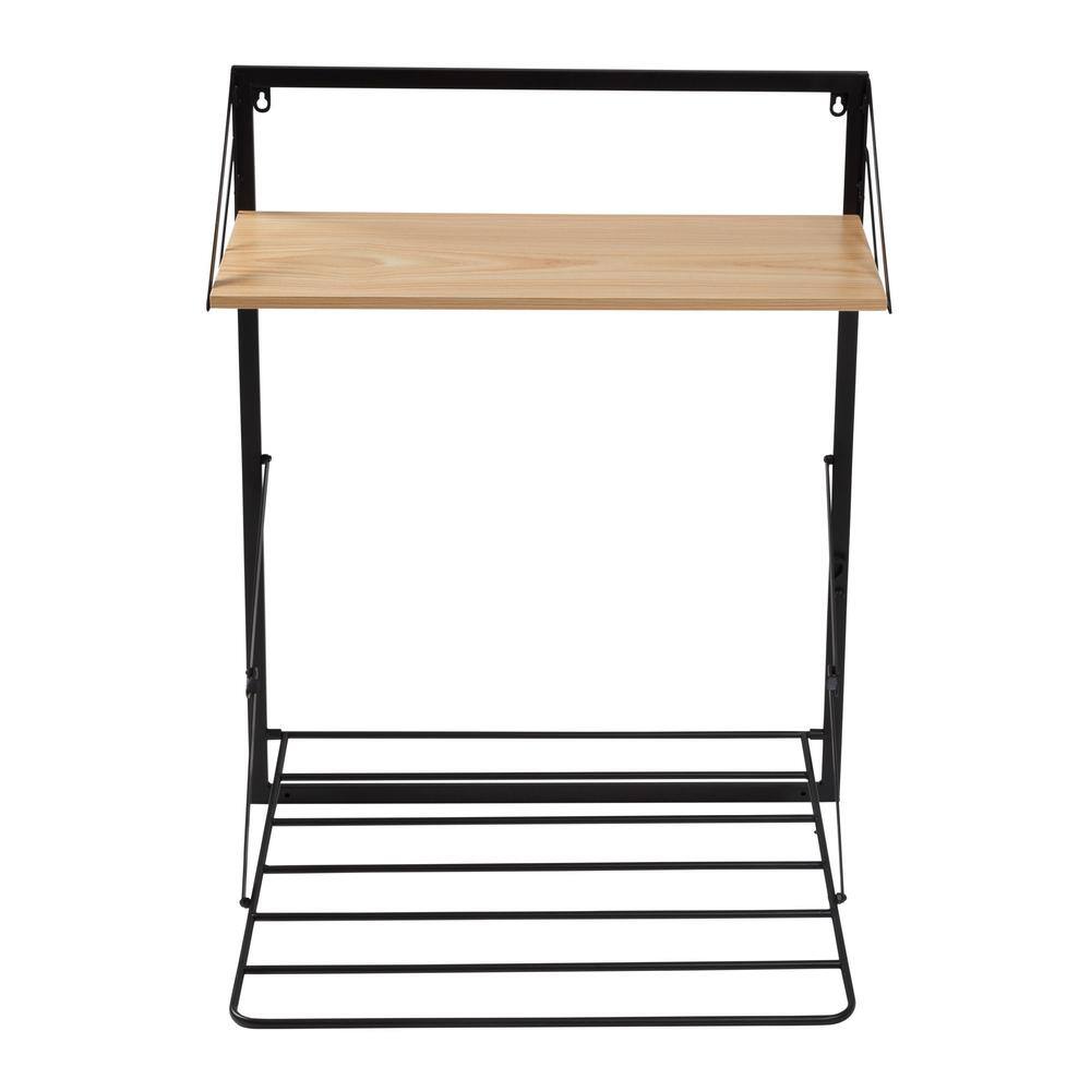 Honey-Can-Do 31 in. H x 24 in. W x 20 in. D Wall Mounted Drying Rack with Shelf in BlackNatural DRY-09784