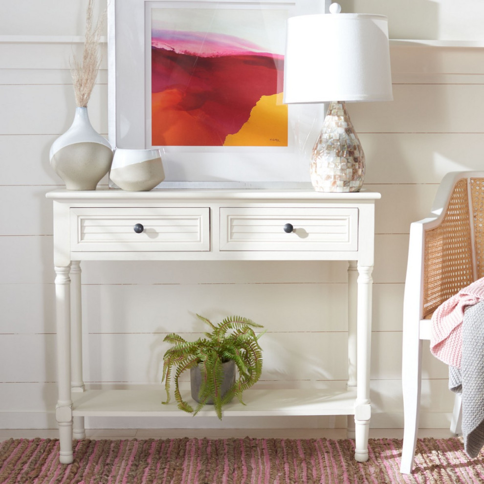 Piper 2 Drawer Console Table Distressed White   French Country   Console Tables   by V.S.D Furniture  Houzz