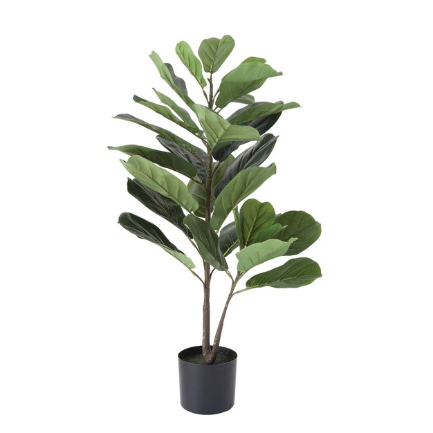 3 x27 Artificial Faux Fiddle Fig Leaf Plant Tree In Pot Storied Home