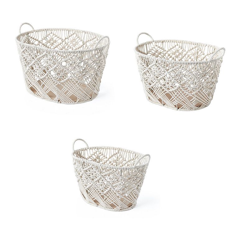 Saddle River Macrame Oval Rope Storage Bins 3-pc. Set