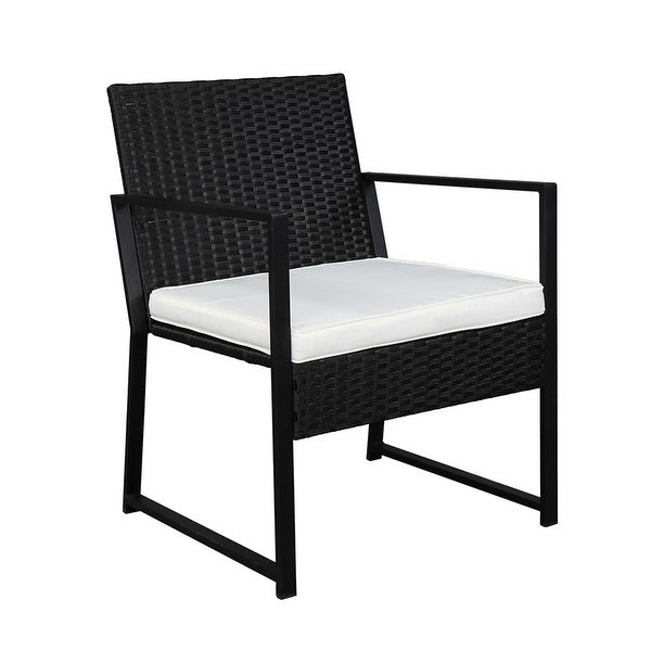 3pcs All-weather Rattan Table Chair Set with Removable Cushions - Overstock - 35747748