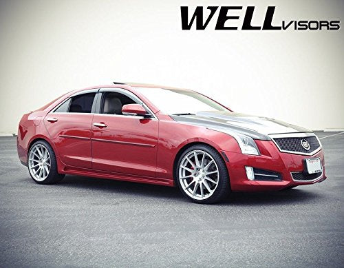 WellVisors Side Window Wind Deflector Visors - Cadillac ATS Sedan 13-up 2013 2014 2015 2016 with Chrome Trim