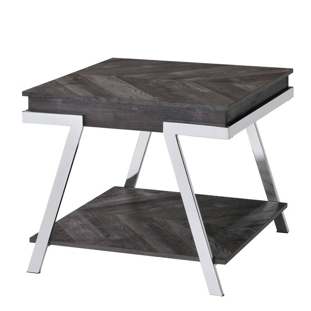 Roma End Table Metal And Wood Dark Gray Steve Silver Co