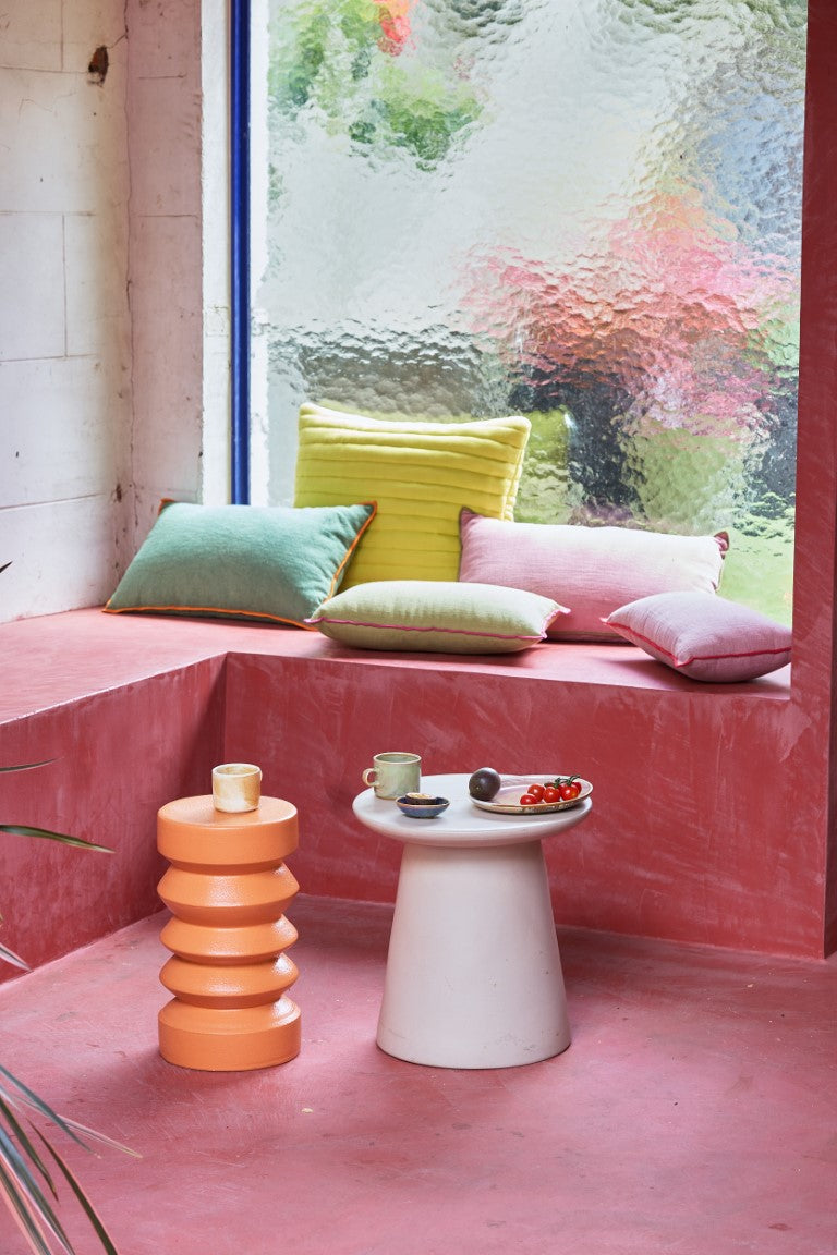 Stoneware side table - terracotta