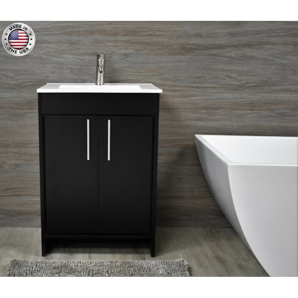 Volpa USA Villa 24 inch Black Freestanding Bathroom Vanity Set