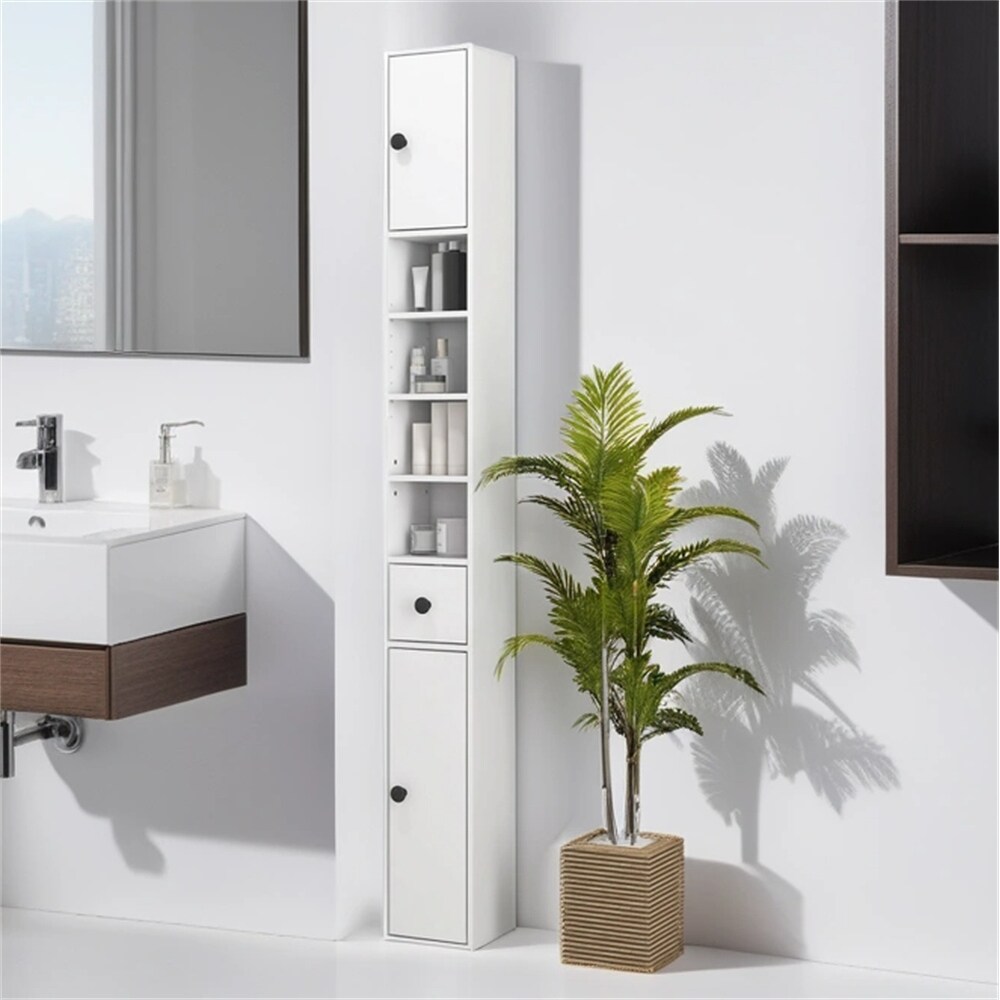 Tall Bathroom Storage Cabinet Narrow Toilet Cabinet，Adjustable Shelves