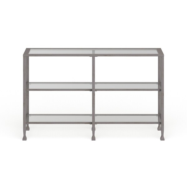 SEI Furniture Glenn Silver Metal and Glass Console Table