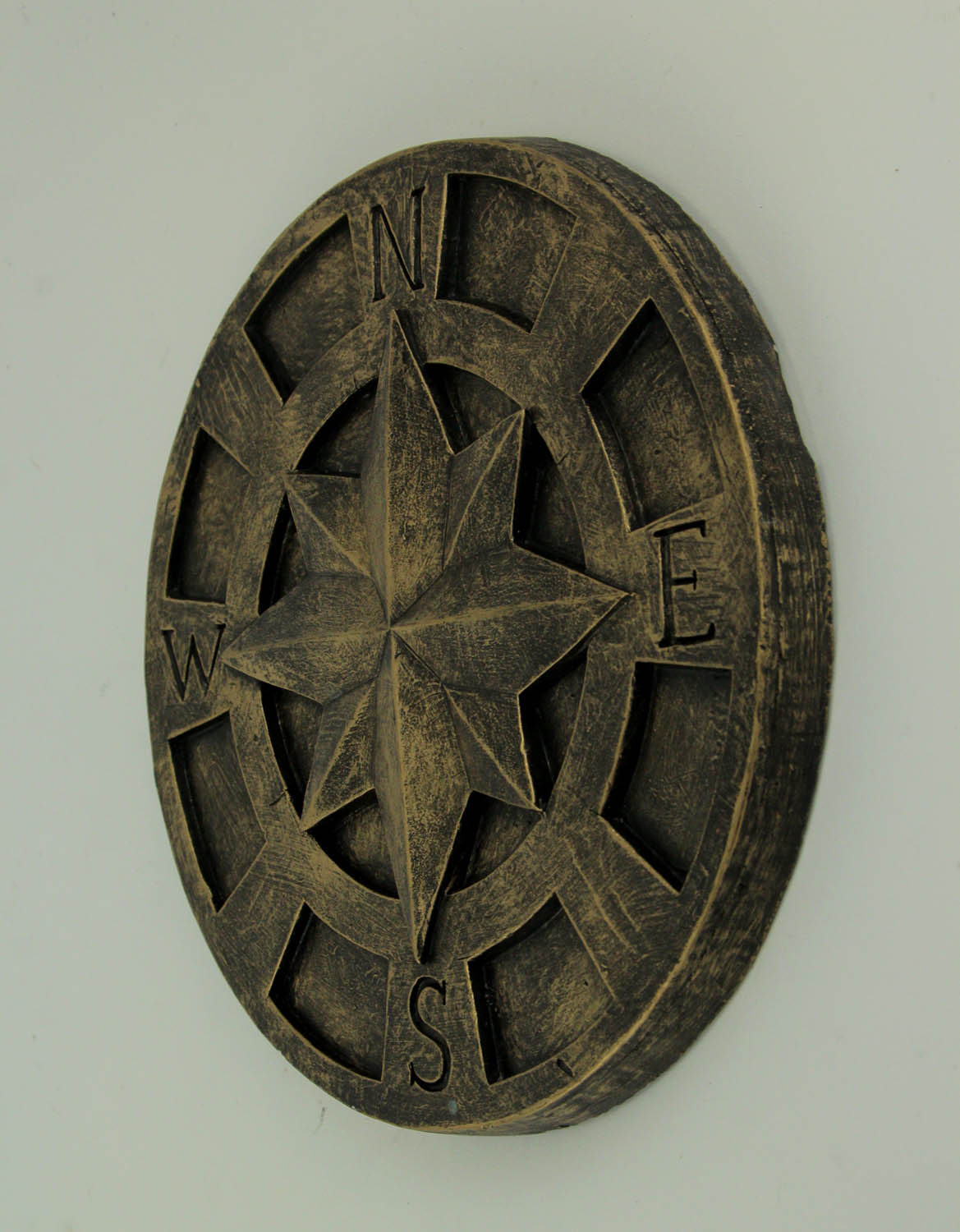 Zeckos Green Nautical Compass Rose Stepping Stone Wall Plaque Set of 3 - Bronze