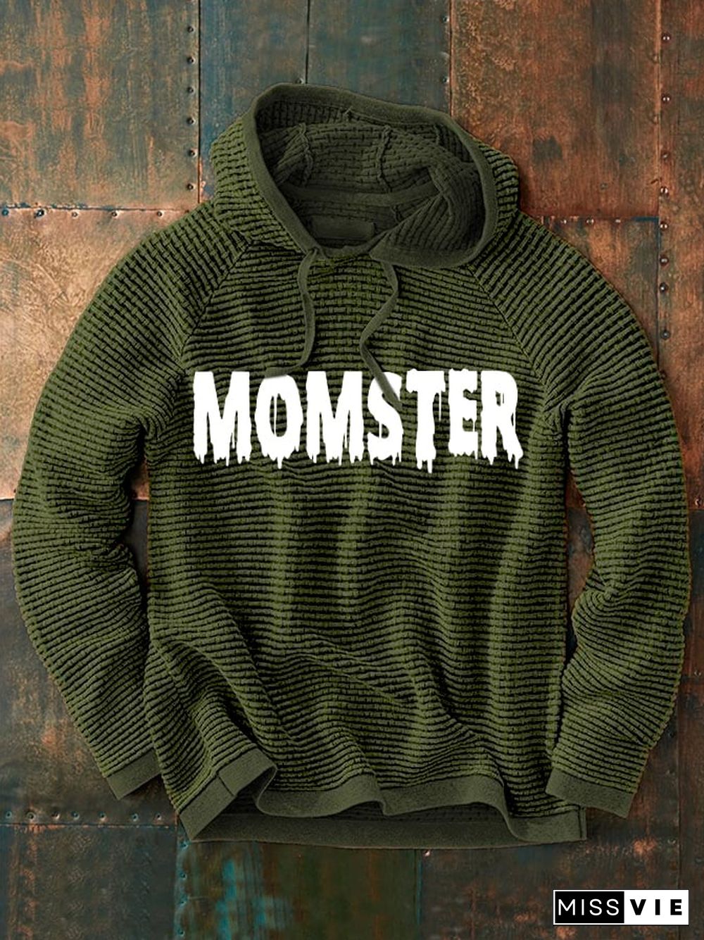 Men's Halloween Momster Print Long Sleeve Hoodie