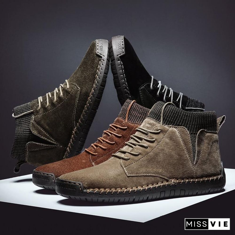 Men Casual Shoes High Top Boots Shoes Fashion Outdoor Army Travel Botas Hombre Sock Man Brithsh Sneaker