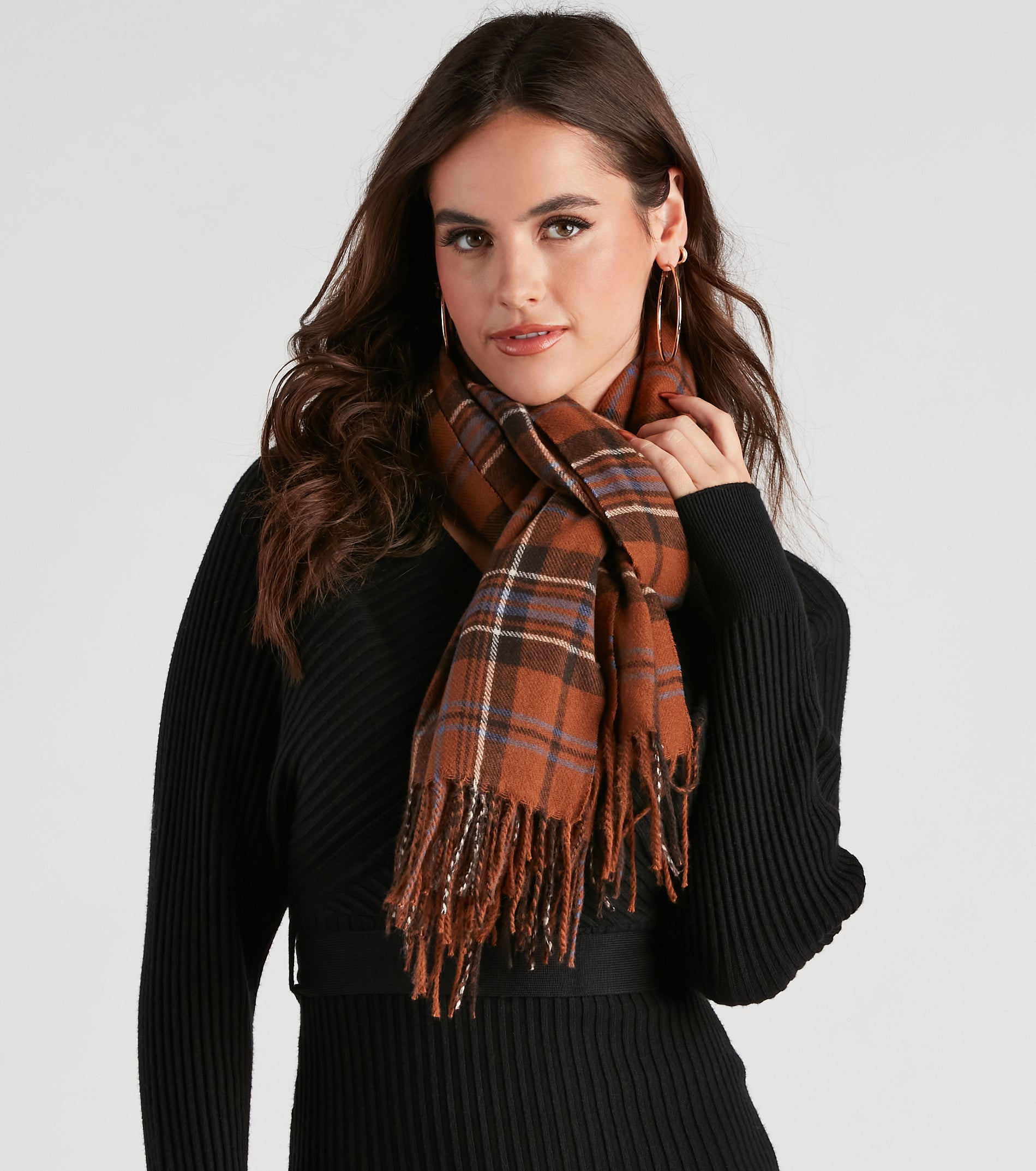 Wrap Me In Plaid Fringe Scarf