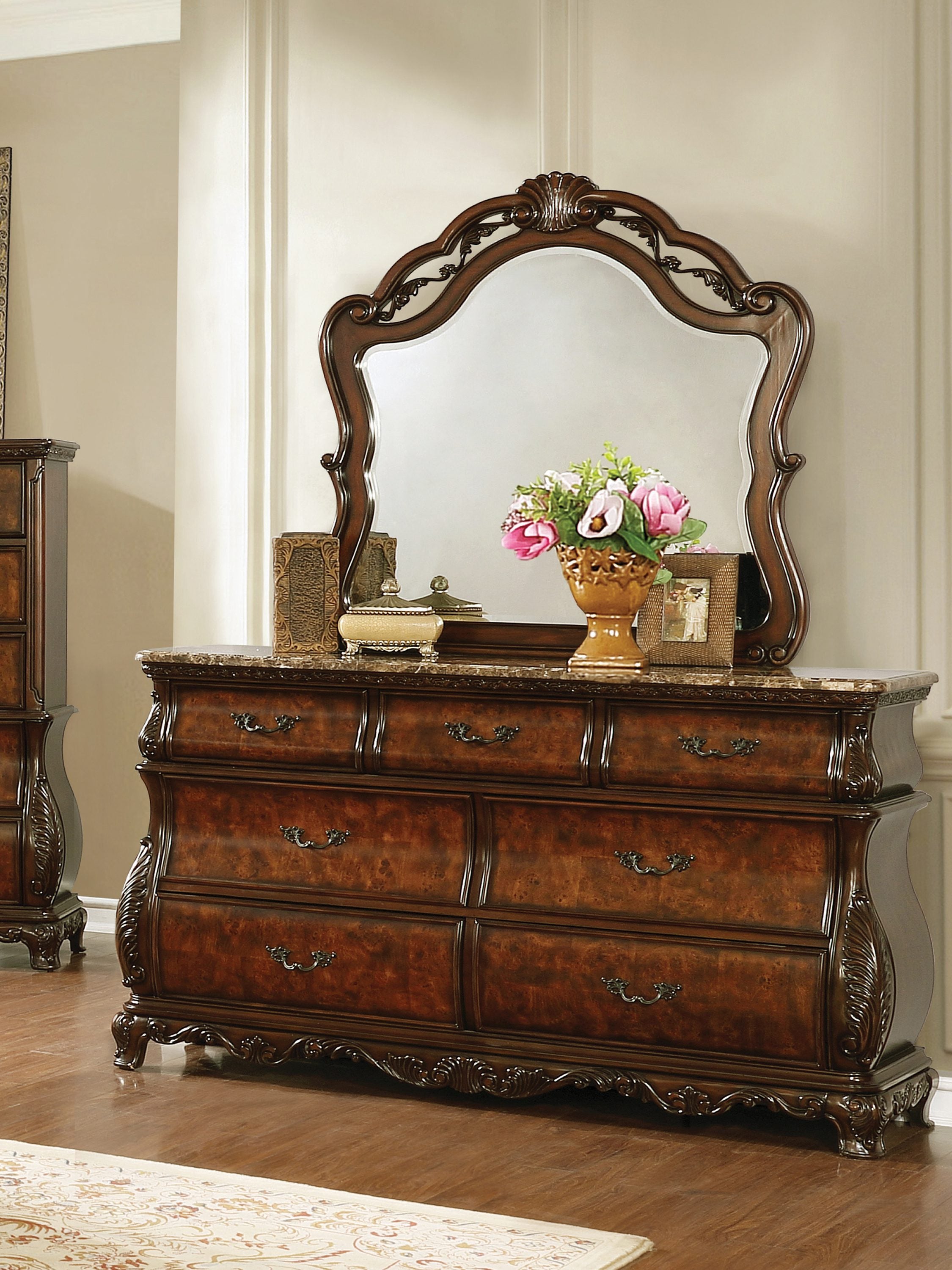 Exeter Arched Dresser Mirror Dark Burl