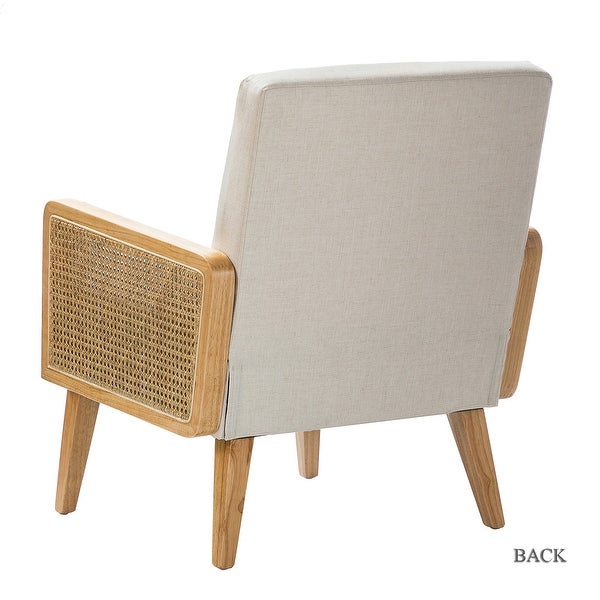 Carmina Upholstered Cane Accent Chair with Rattan Arms by HULALA HONE