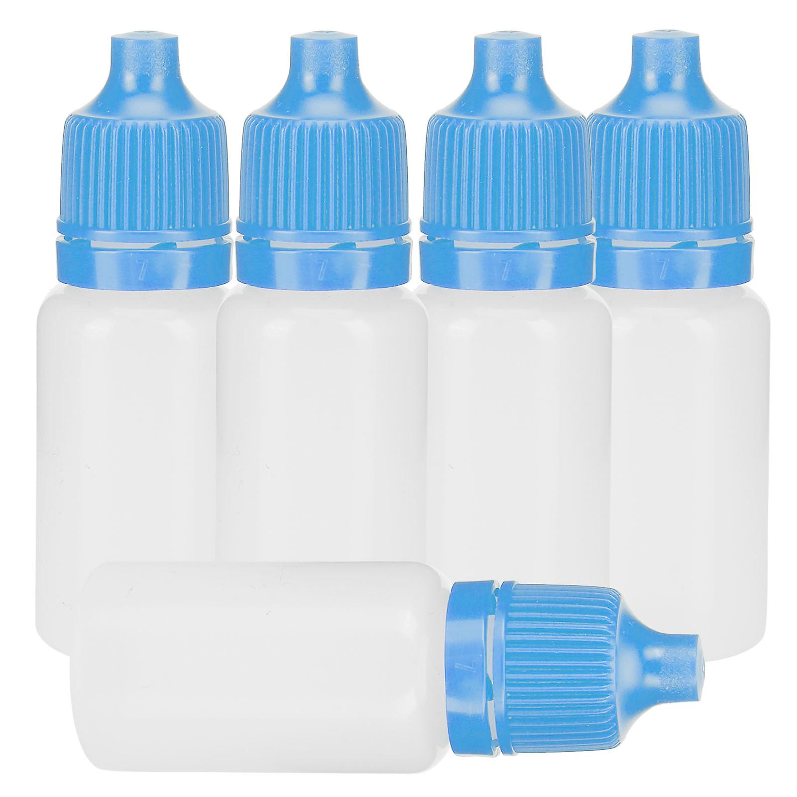 50pcs 10ml Eye Liquid Bottle Portable Squeezable Empty Eye Drops Container With Plugs Lidblue