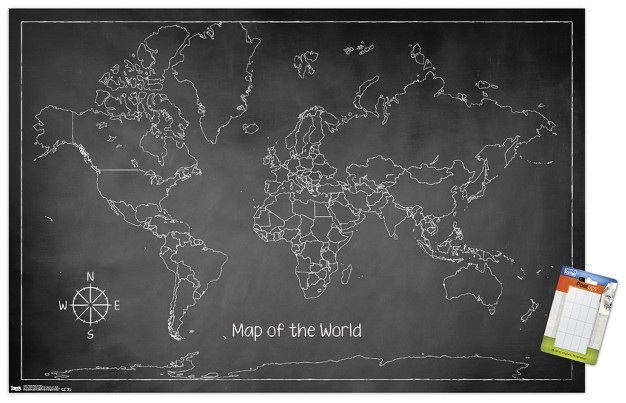 Trends International Chalk Map World Unframed Wall Poster Prints