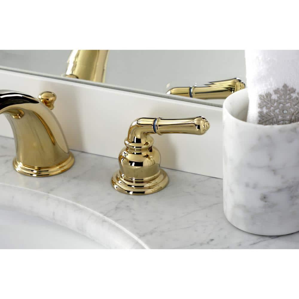 Kingston Brass Magellan 8 in Widespread 2Handle Bathroom Faucet in Polished Brass