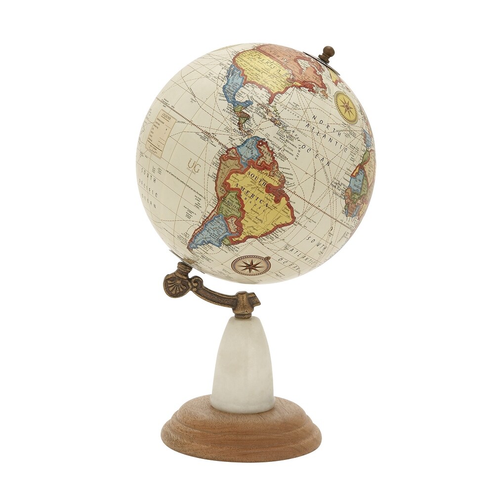 White Mango Wood Contemporary Globe   8 x 8 x 14