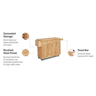 HOMESTYLES Natural Wood Kitchen Cart with Breakfast Bar 5023-95