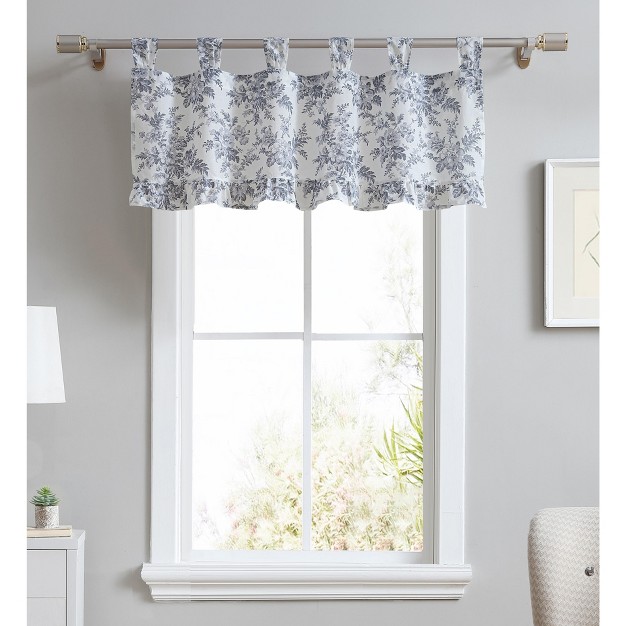 Laura Ashley Annalise Floral Tab Top Valance 50x20 grey