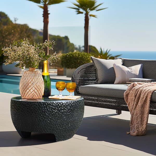 Mod Black Cement Round Outdoor Coffee Table