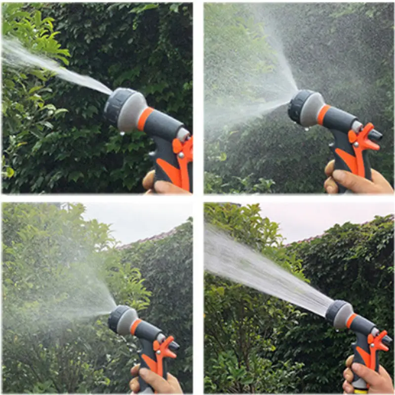 Adjustable Watering Spray Nozzle ABS Garden Hose Nozzle Sprayer 8 Pattern Plastic Garden Hose Thumb Nozzle