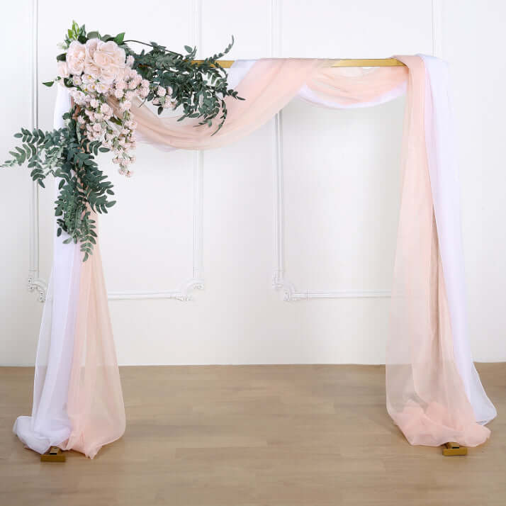 Blush Sheer Organza Wedding Arch Draping Fabric, Long Curtain Backdrop Window Scarf Valance 18ft