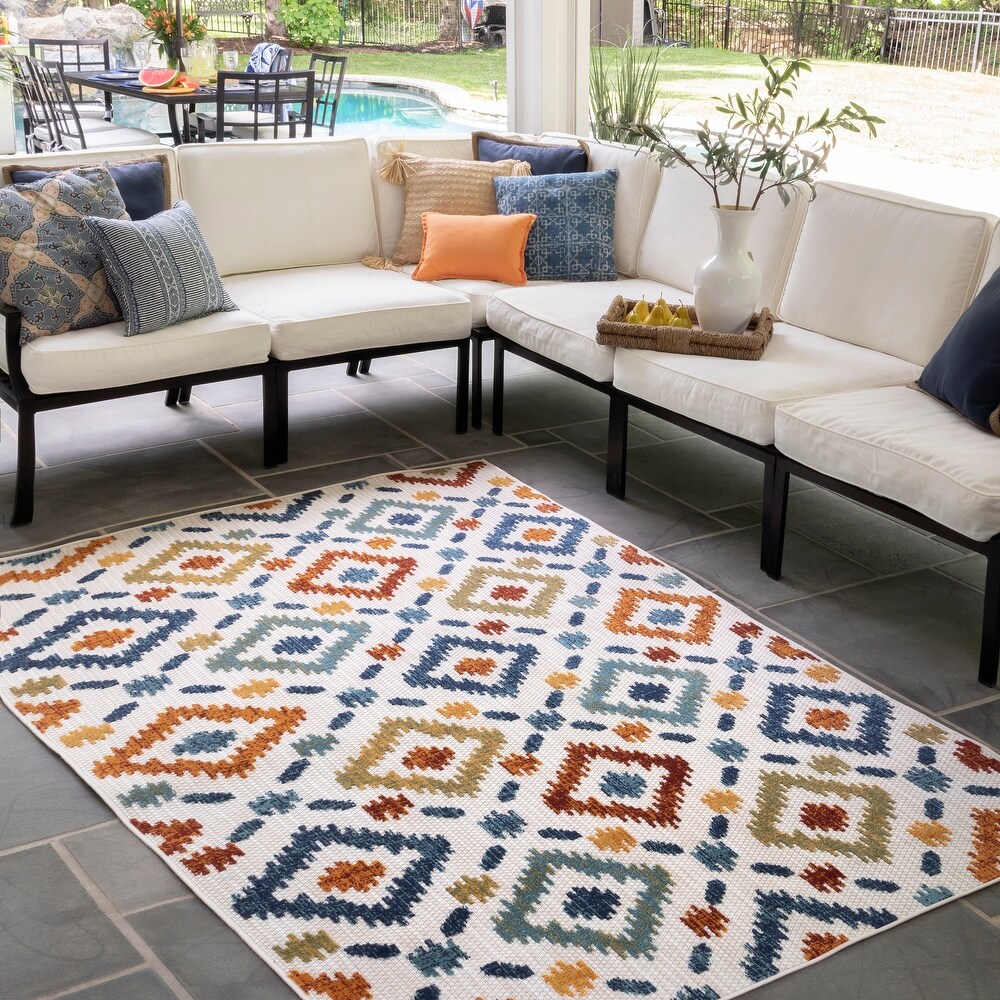 Brooklyn Rug Co Groves Bohemian Casuals Trellis Outdoor Area Rug