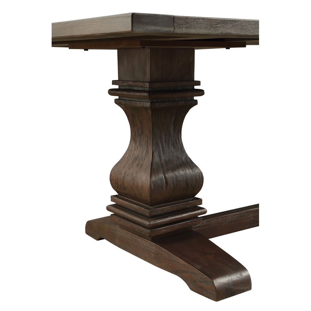 Villeneuve Rustic Espresso Rectangular Double Pedestal Dining Table   Rustic Amber