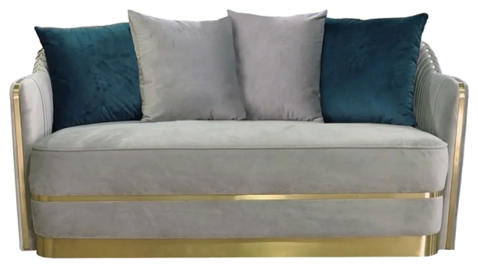 Kallie Modern Gray Velvet and Gold Loveseat   Contemporary   Loveseats   by V.S.D Furniture  Houzz