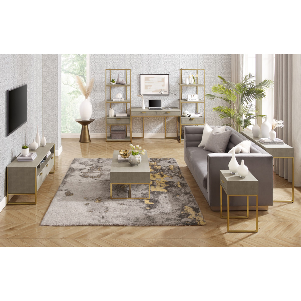 Nicole Miller Chayton Coffee Table Faux Shagreen 46.3Lx22Wx15.7H   Contemporary   Coffee Tables   by Inspired Home  Houzz