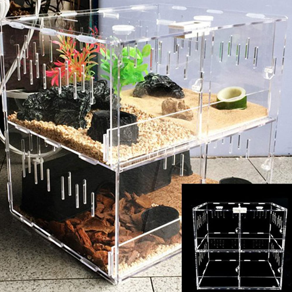 Miumaeov 4 Grids Acrylic Reptile Terrarium Lizard Cage Tank Climbing Pet Box Spider Snake