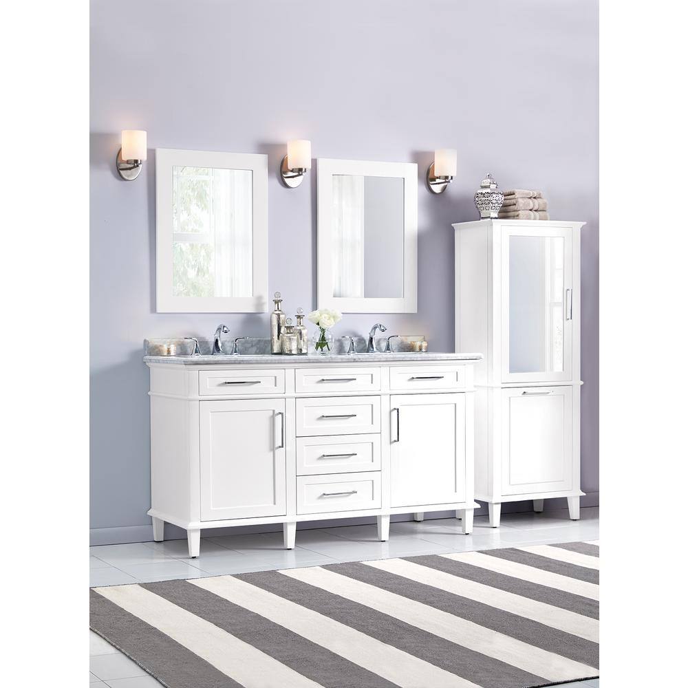 Home Decorators Collection 22 in. W x 30 in. H Framed Rectangular Bathroom Vanity Mirror in White 8106500410