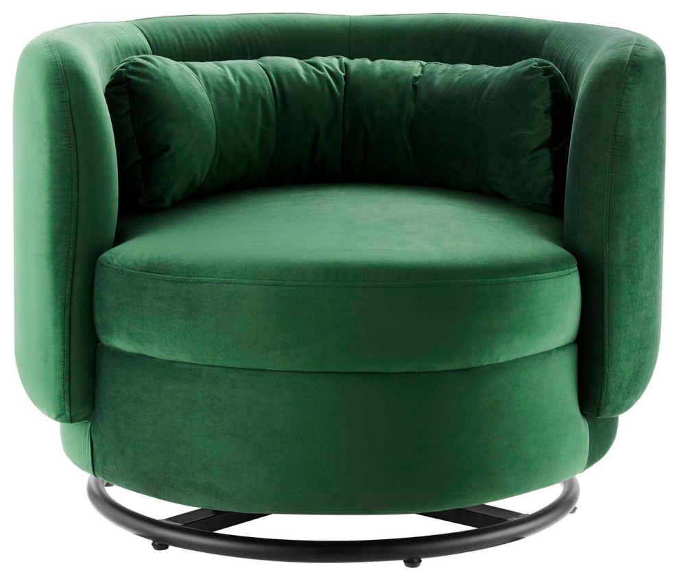 Relish Performance Velvet Performance Velvet Swivel Chair  Black Emerald   Contemporary   Armchairs And Accent Chairs   by Homesquare  Houzz