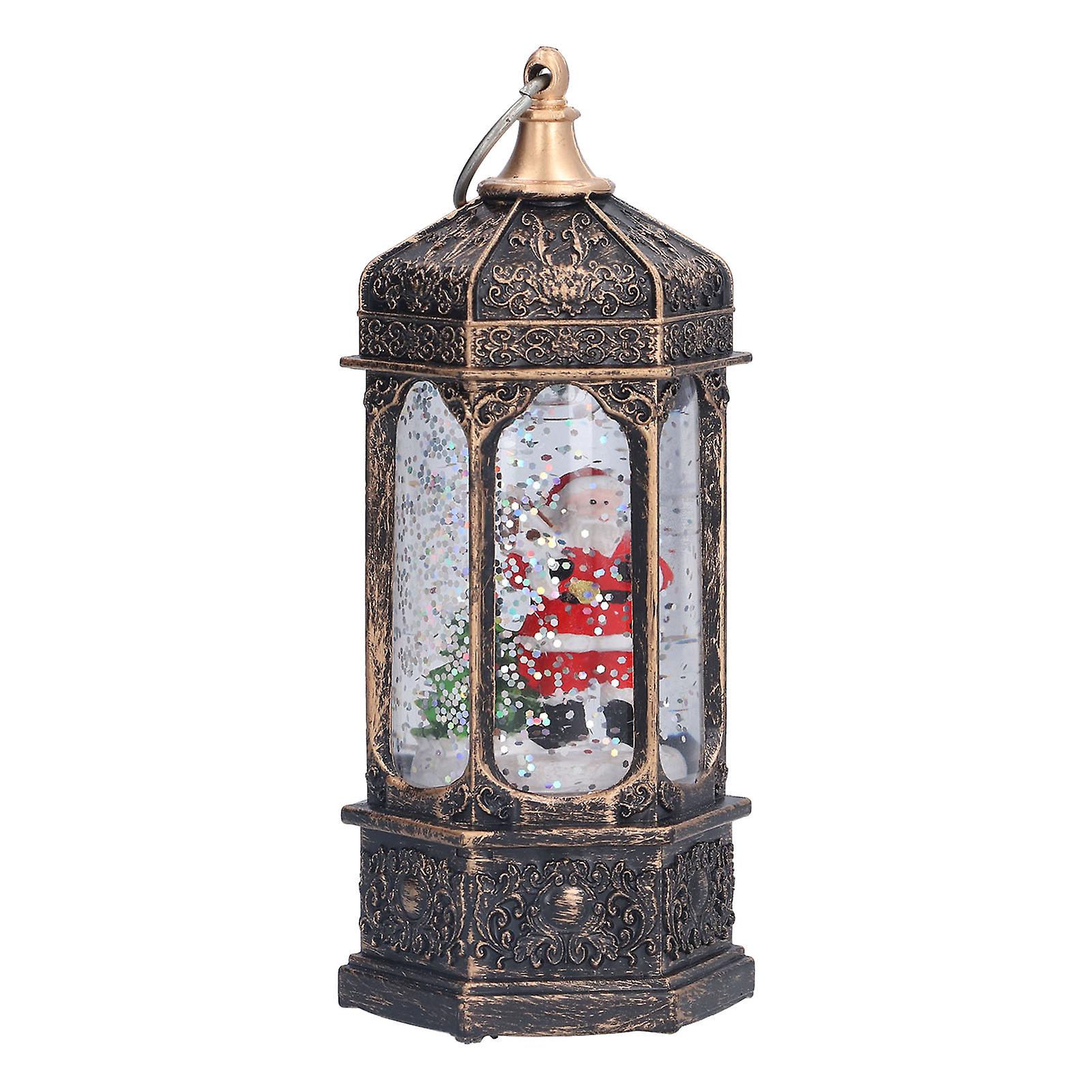 Christmas Lantern Led Crystal Santa Claus Lantern Lamp Battery Powered Rotate Glitter For Party And Festival