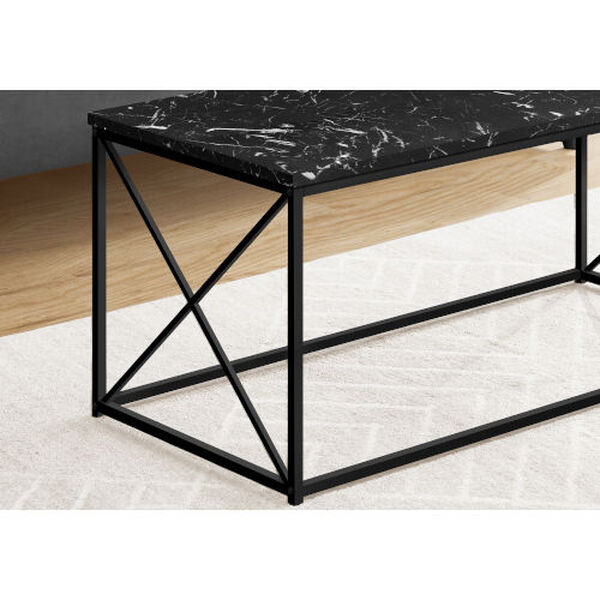 Black Marble X-Leg Coffee Table