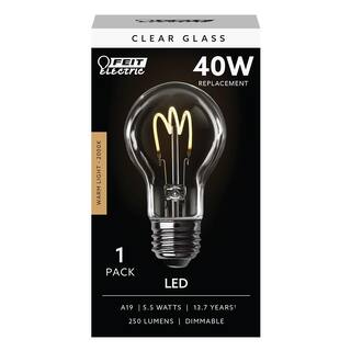 Feit Electric 40-Watt Equivalent A19 Dimmable H Shape Filament Clear Glass E26 Vintage Edison LED Light Bulb Warm White (6-Pack) AT19HCLLEDHDRP6