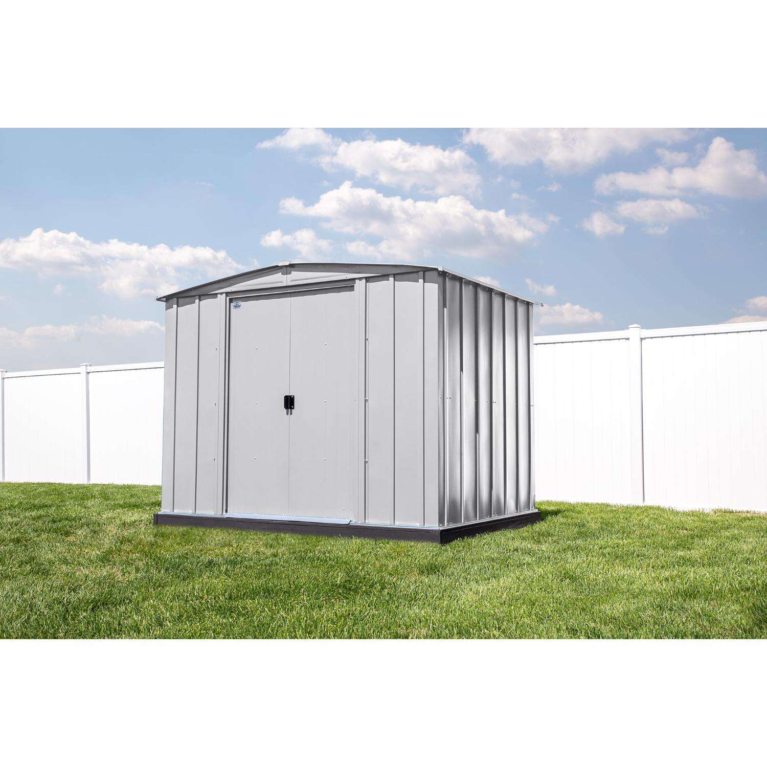 Arrow Classic 8 ft. x 6 ft. Metal Vertical Peak Storage Shed without Floor Kit