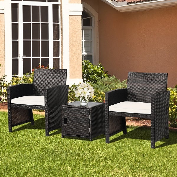 3-Piece Patio Wicker Furniture Set with Storage Table - Overstock - 37357207