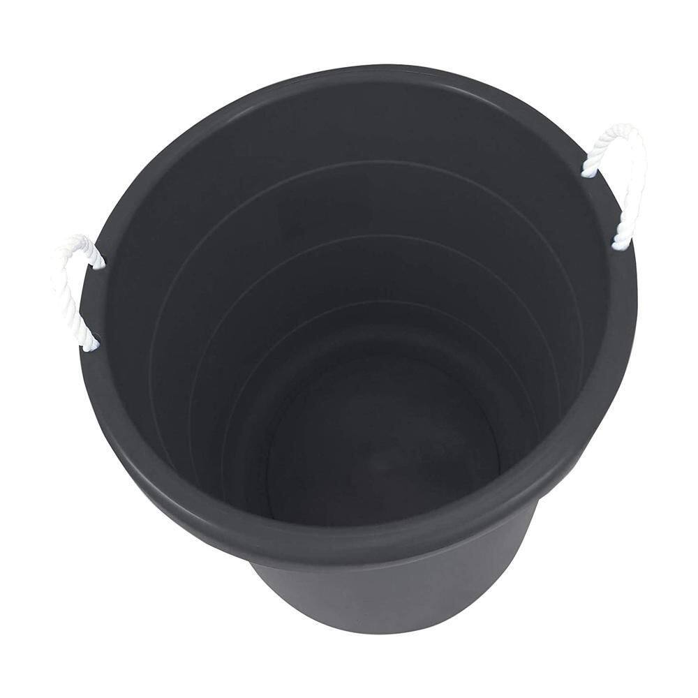 HOMZ 18 Gal. Black Plastic Utility Storage Bucket Tub with Rope Handles (4-Pack) 2 x 0402BKDC.02