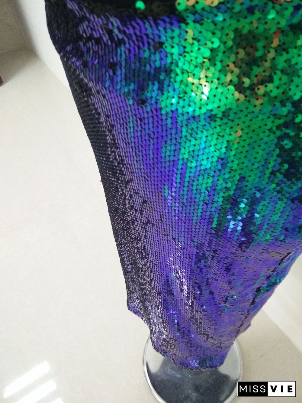 Green Sequin Half Length Skirt