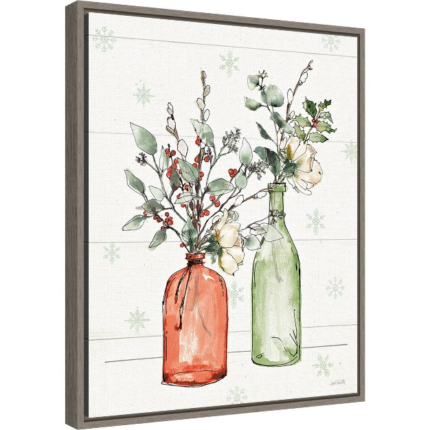 X 20 quot Modern Farmhouse Ii Christmas Floral Vase Framed Wall Canvas Amanti Art