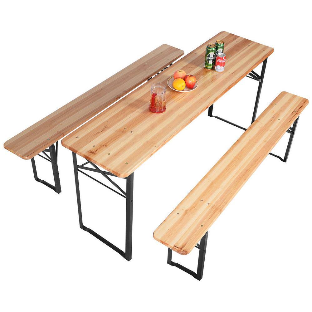 Costway Black Wood Picnic Table with Extension OP2837