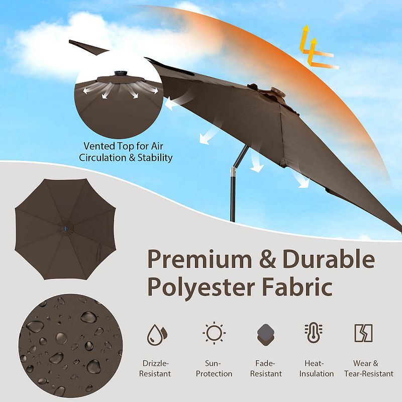 10 Feet Patio Offset Umbrella with 112 Solar-Powered LED Lights