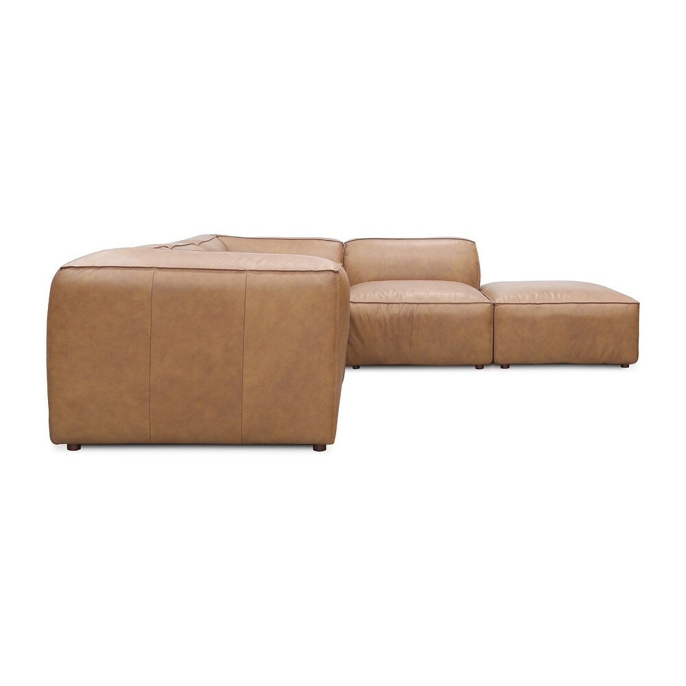 Aurelle Home Fromatta Modular Leather 5 Piece Large L Shape Sectional   8' x 10'