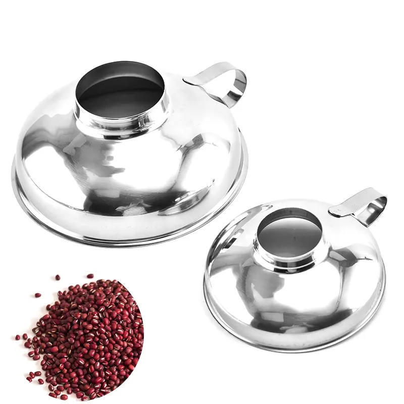 Large Wide Mouth Stainless Steel Canning Jar Coffee Bean Funnel with Handle for Kitchen Use Camping Outdoor Accessories