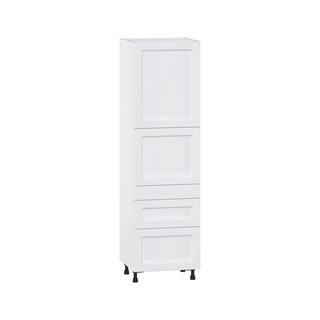 J COLLECTION Mancos Glacier White Shaker Assembled Pantry Kitchen Cabinet with Inner Drawers (24 in. W x 84.5 in. H x 24 in. D) DST3D242484.5I2(LR)-MN