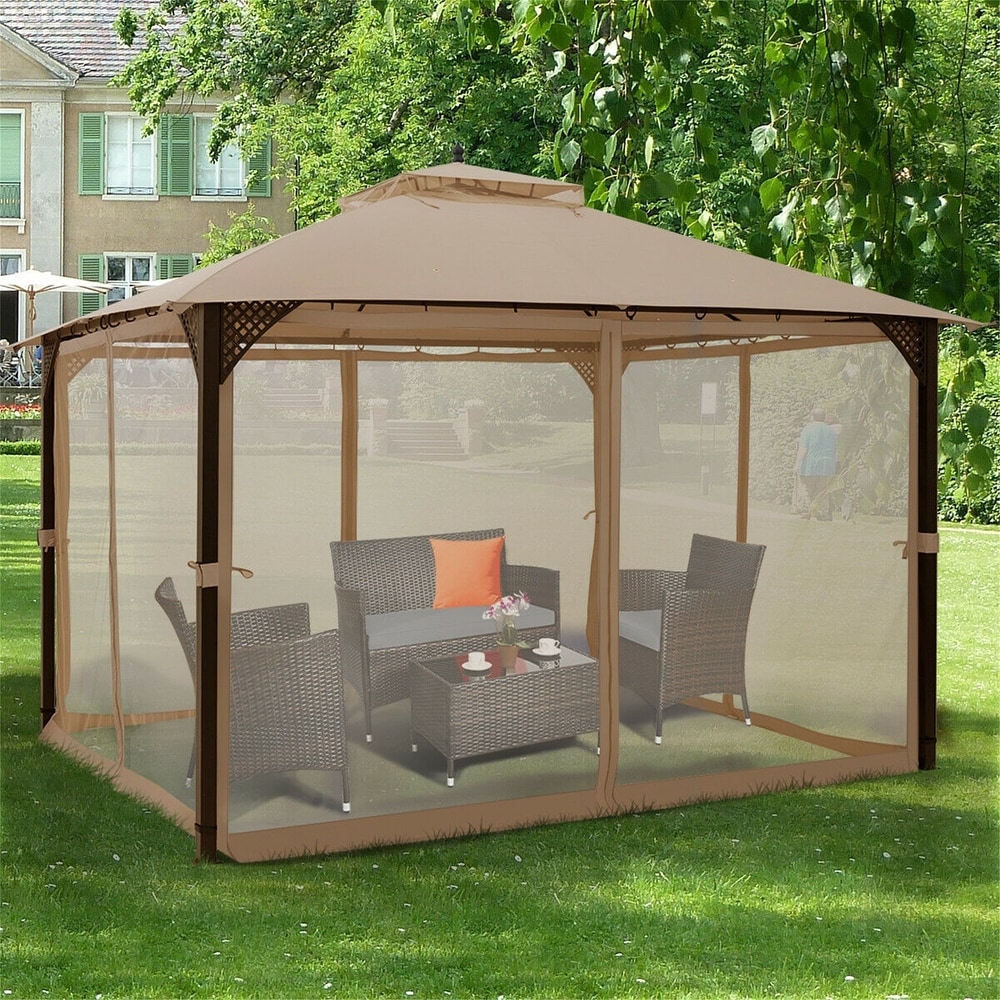 12 x 10 Ft Outdoor Double Top Patio Gazebo