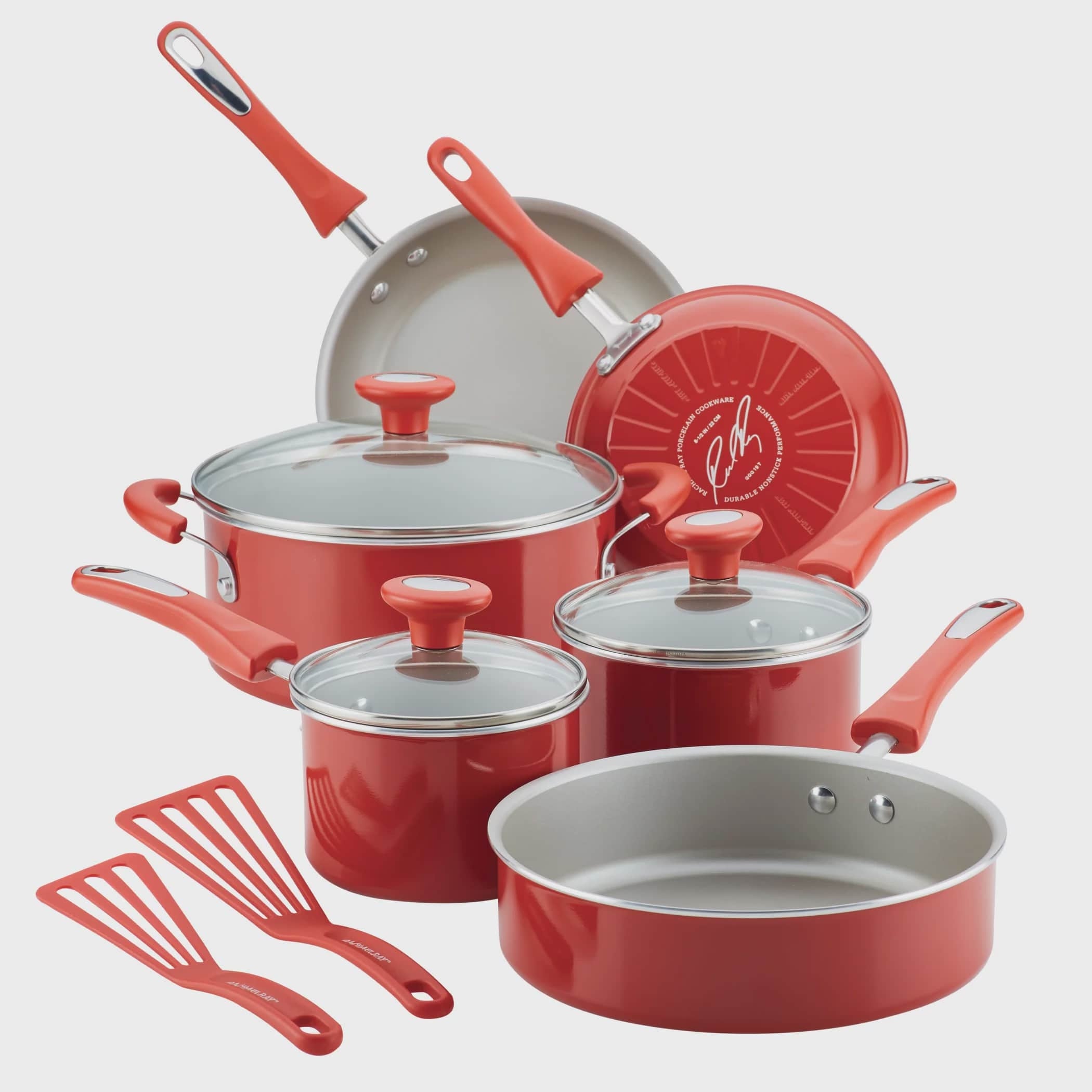 11-Piece Get Cooking! Pots and Pans Set， Cookware Set， Red