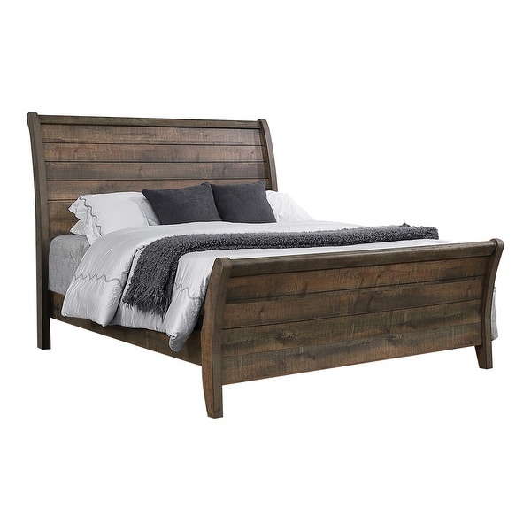 Branson Weathered Oak 3-piece Sleigh Bedroom Set with Chest - - 34936348